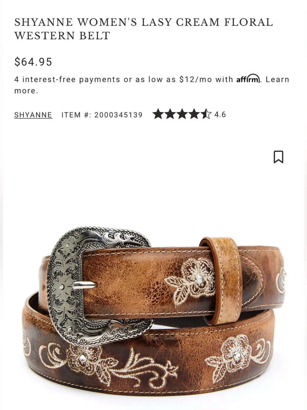 Embroidered Brown Leather Western Belt with Ornate Buckle